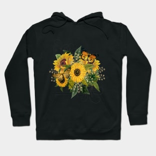 Sunflower bouquet with butterflies Hoodie
